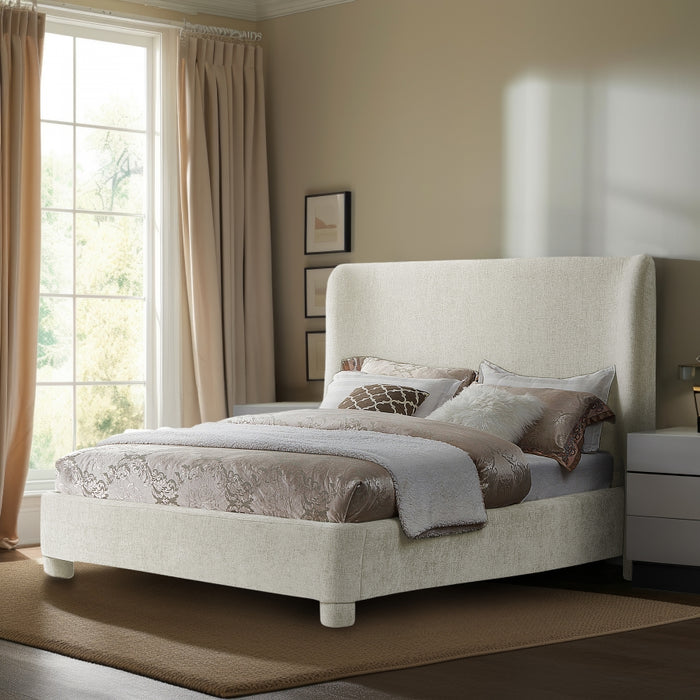 Penny Chenille Fabric King Bed Cream - B1207Cream-K