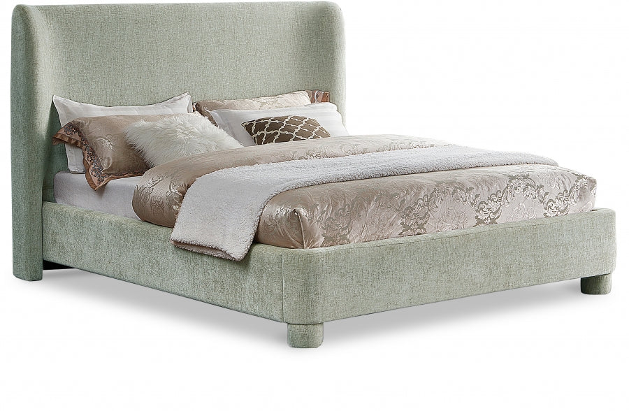 Penny Chenille Fabric King Bed Green - B1207Mint-K