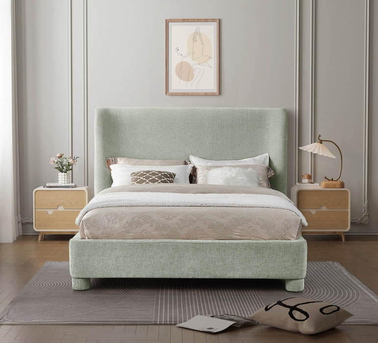 Penny Chenille Fabric King Bed Green - B1207Mint-K