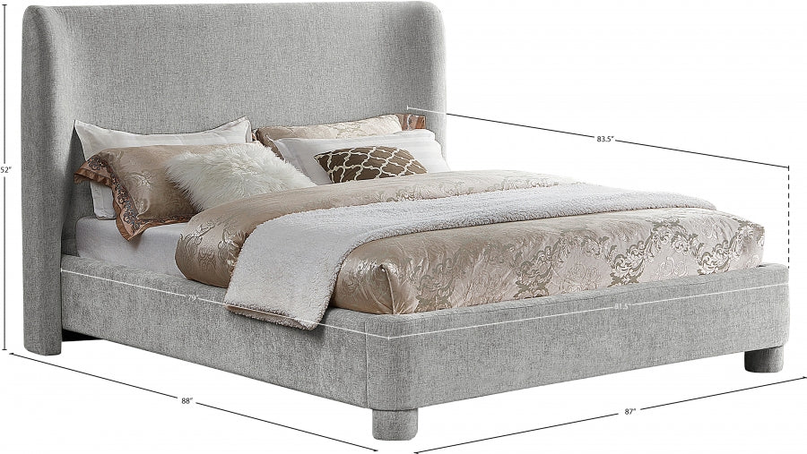 Penny Chenille Fabric King Bed Grey - B1207Grey-K