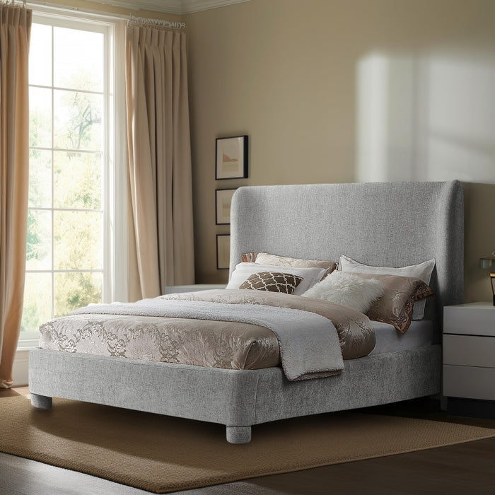 Penny Chenille Fabric King Bed Grey - B1207Grey-K