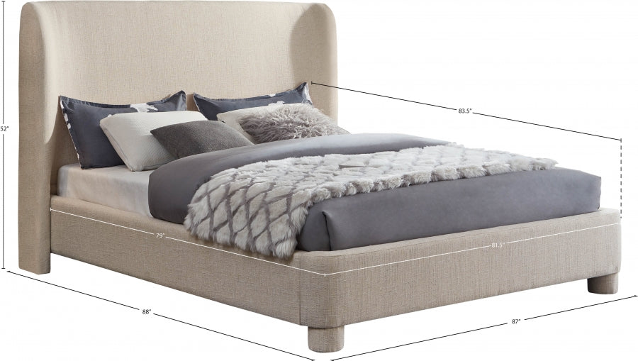 Penny Linen Textured Fabric King Bed Beige - B1205Beige-K