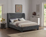 Penny Linen Textured Fabric King Bed Black - B1205Black-K