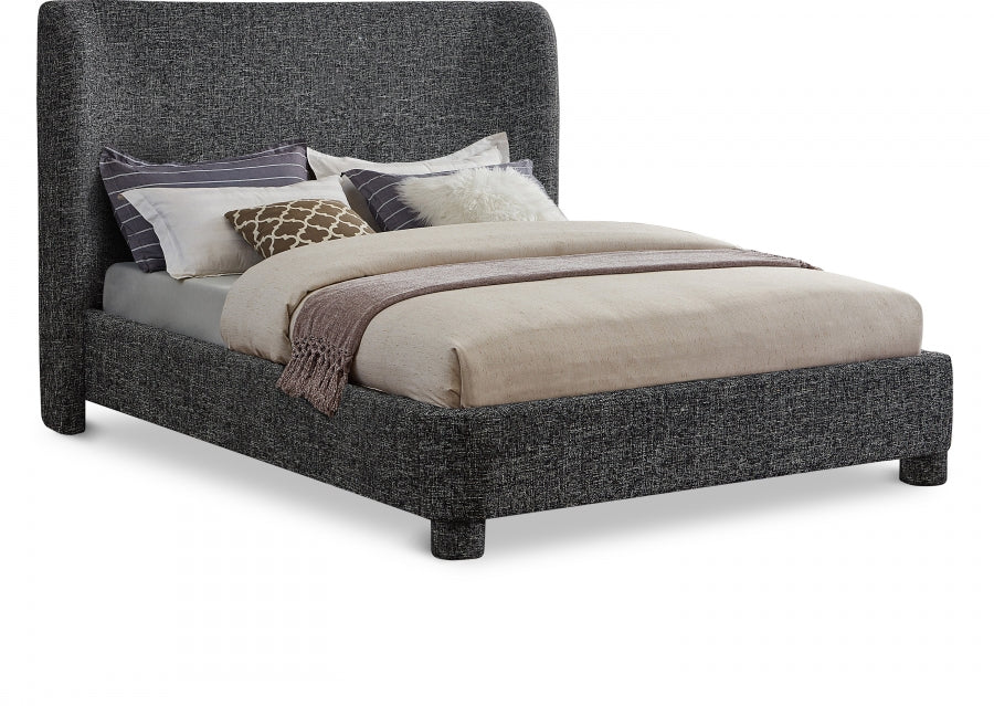 Penny Linen Textured Fabric King Bed Black - B1205Black-K