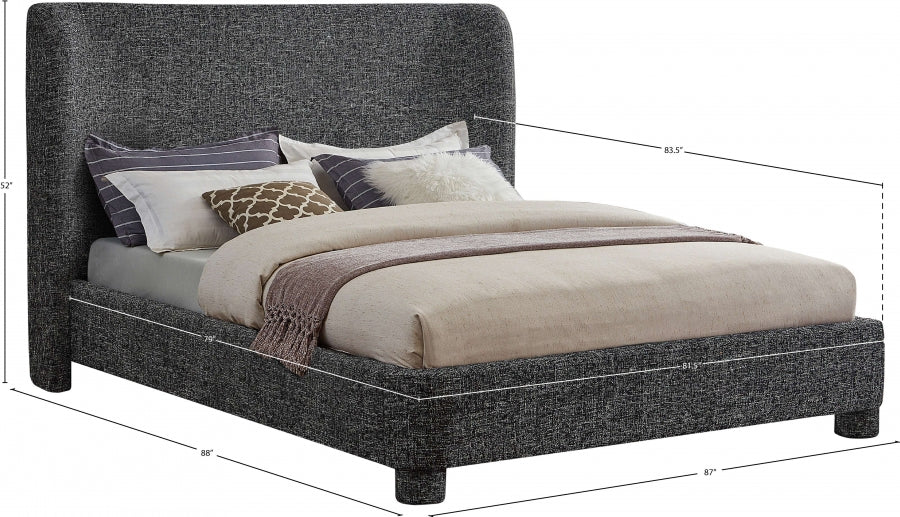 Penny Linen Textured Fabric King Bed Black - B1205Black-K