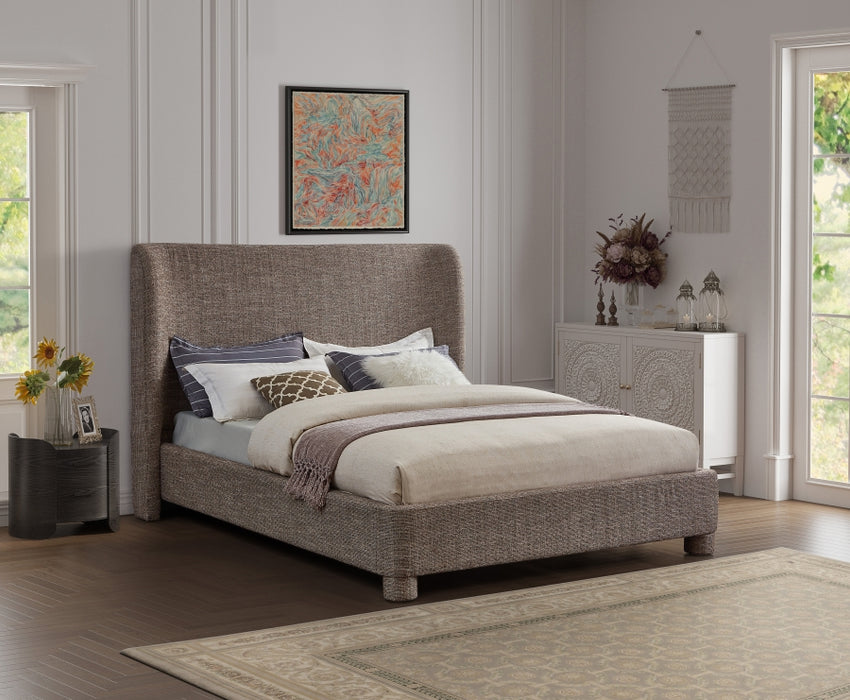 Penny Linen Textured Fabric King Bed Brown - B1205Brown-K