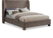 Penny Linen Textured Fabric King Bed Brown - B1205Brown-K