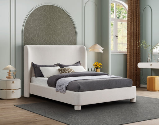 Penny Linen Textured Fabric King Bed Cream - B1205Cream-K