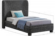 Penny Linen Textured Fabric Twin Bed Black - B1205Black-T