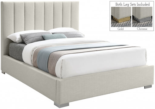 Pierce Linen Textured Full Bed Beige - PierceBeige-F