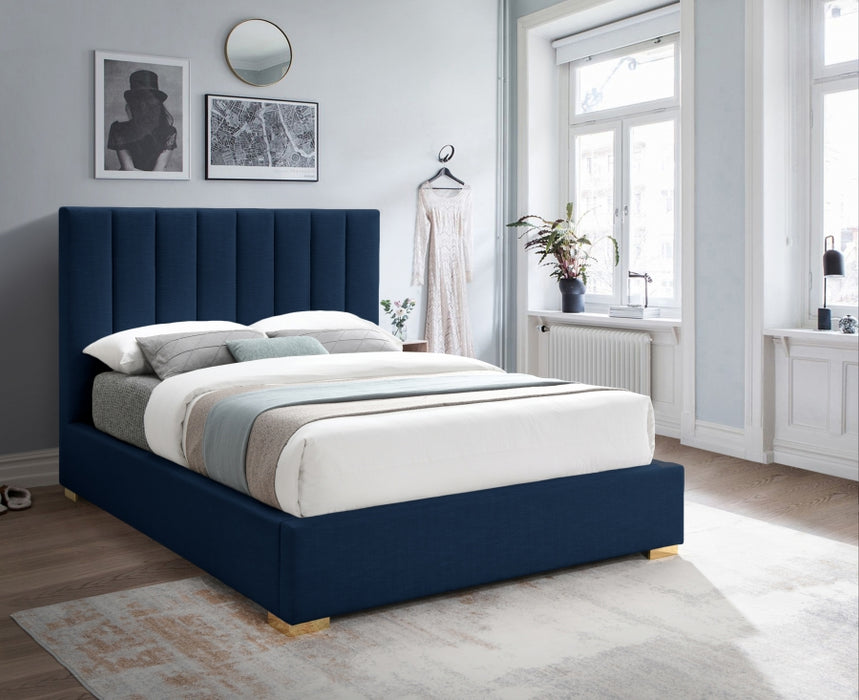 Pierce Linen Textured Full Bed Blue - PierceNavy-F