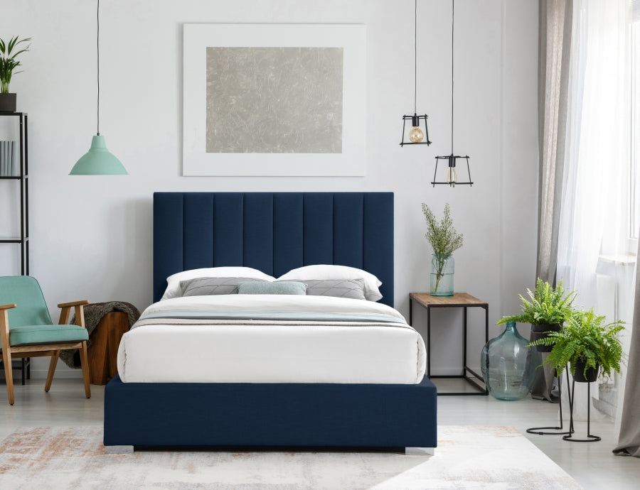 Pierce Linen Textured Full Bed Blue - PierceNavy-F