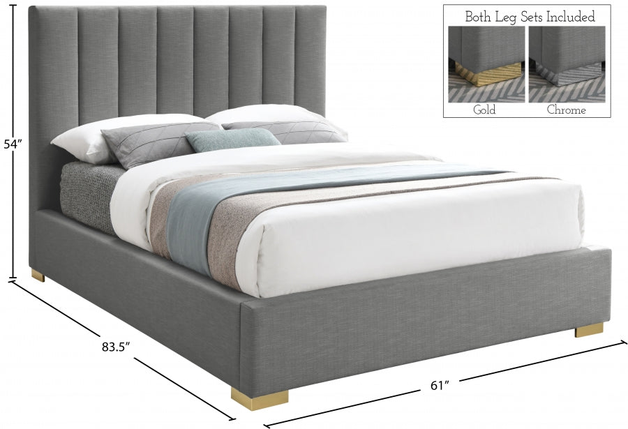 Pierce Linen Textured Full Bed Grey - PierceGrey-F