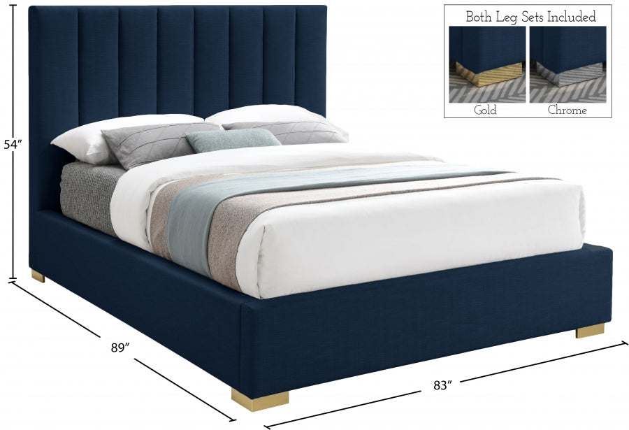 Pierce Linen Textured King Bed Blue - PierceNavy-K