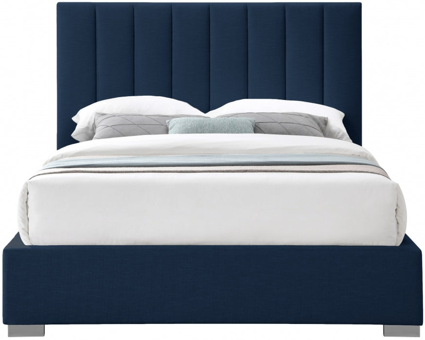 Pierce Linen Textured King Bed Blue - PierceNavy-K