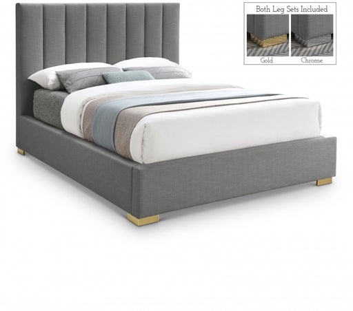 Pierce Linen Textured King Bed Grey - PierceGrey-K