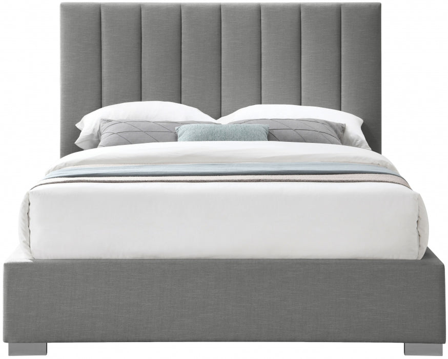 Pierce Linen Textured King Bed Grey - PierceGrey-K