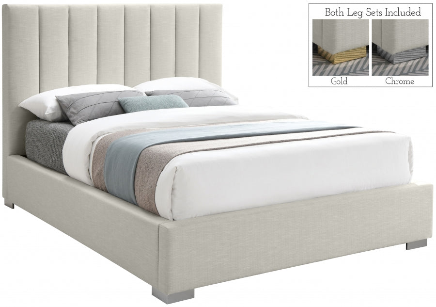 Pierce Linen Textured Queen Bed Beige - PierceBeige-Q