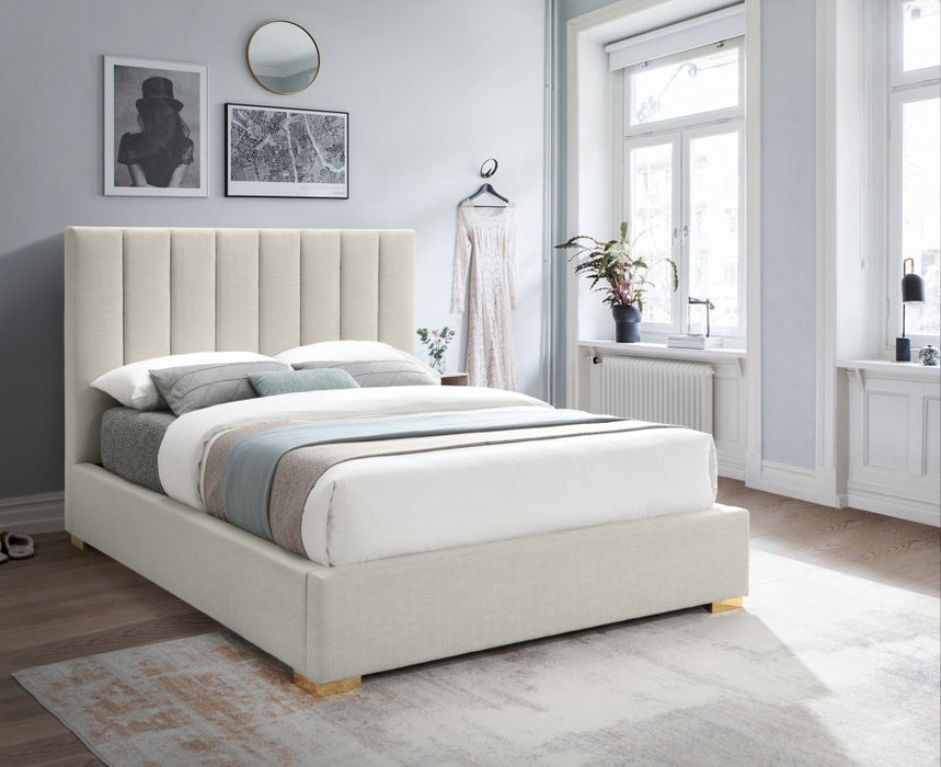 Pierce Linen Textured Queen Bed Beige - PierceBeige-Q