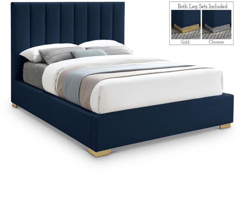 Pierce Linen Textured Queen Bed Blue - PierceNavy-Q