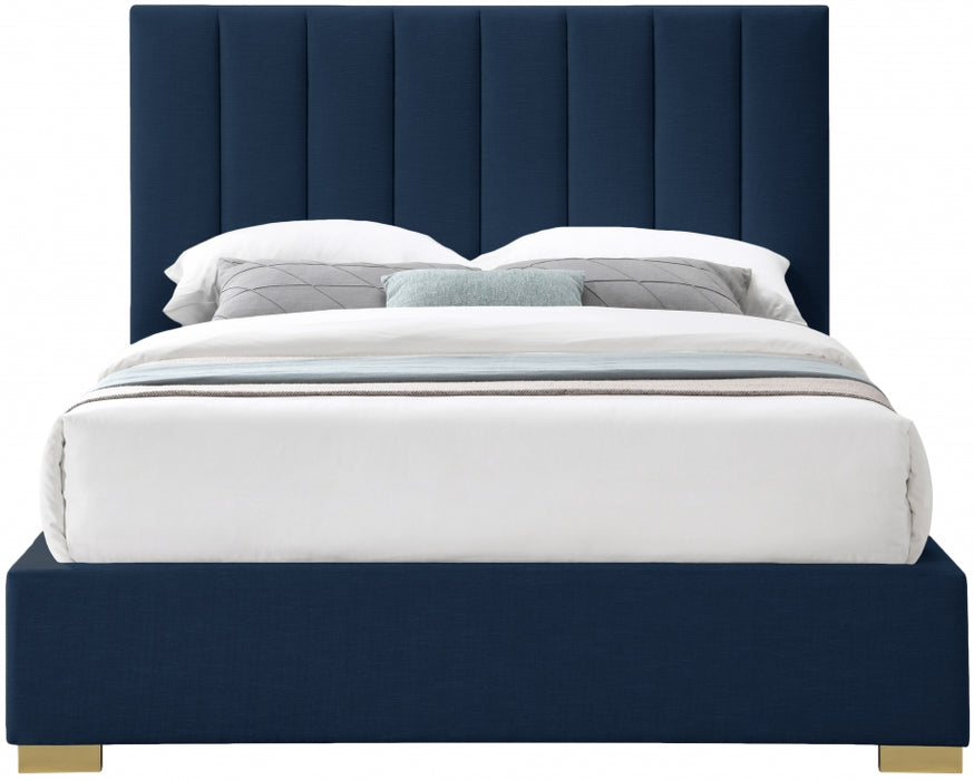 Pierce Linen Textured Queen Bed Blue - PierceNavy-Q