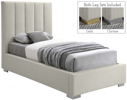 Pierce Linen Textured Twin Bed Beige - PierceBeige-T