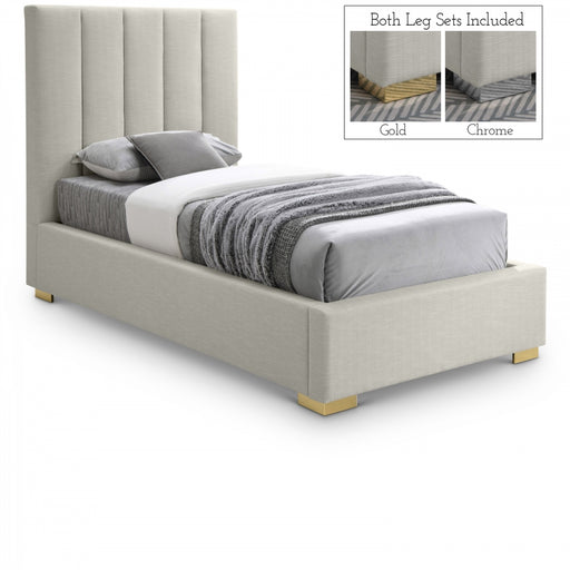 Pierce Linen Textured Twin Bed Beige - PierceBeige-T