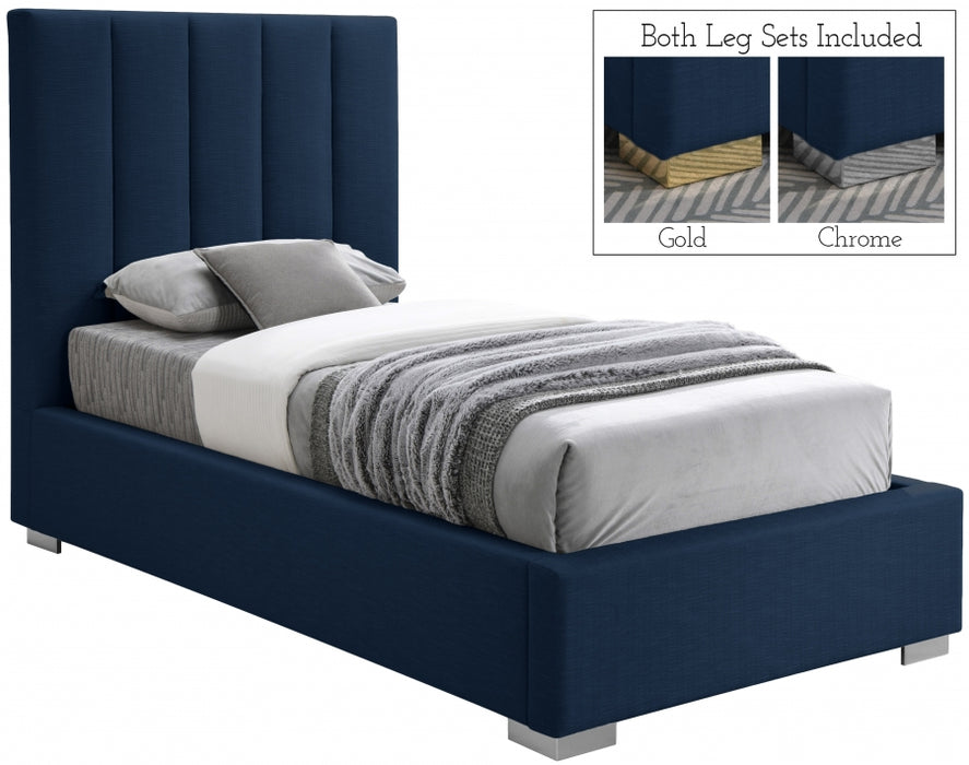 Pierce Linen Textured Twin Bed Blue - PierceNavy-T