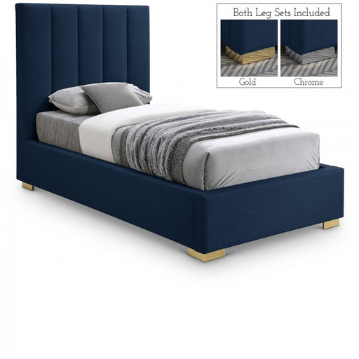 Pierce Linen Textured Twin Bed Blue - PierceNavy-T