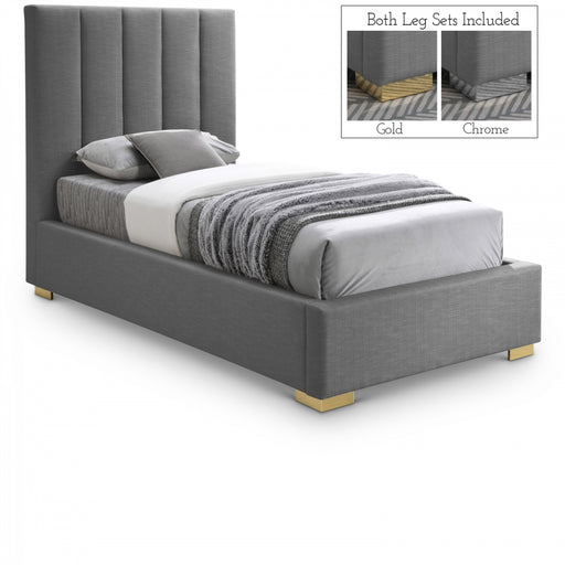 Pierce Linen Textured Twin Bed Grey - PierceGrey-T