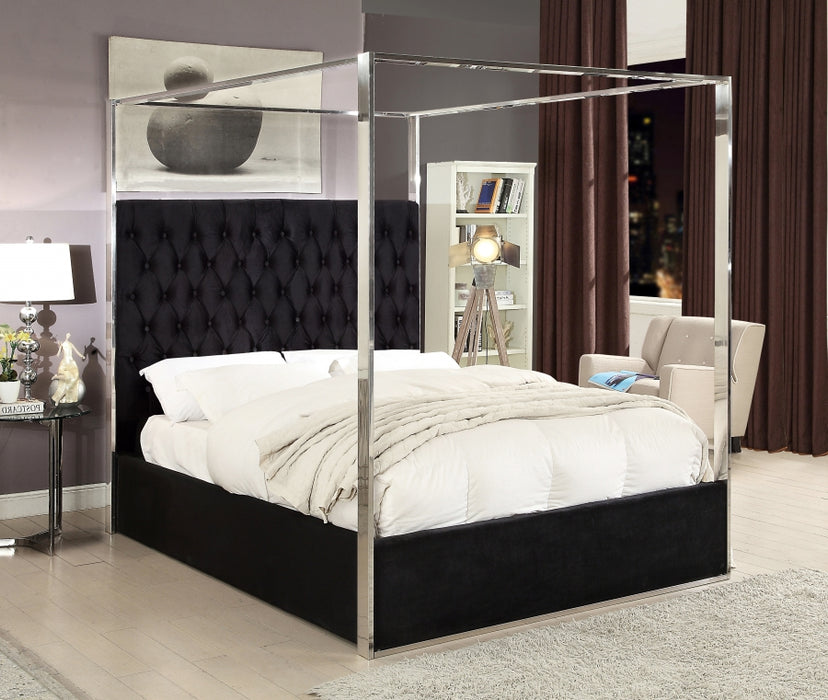 Porter Velvet King Bed Black - PorterBlack-K