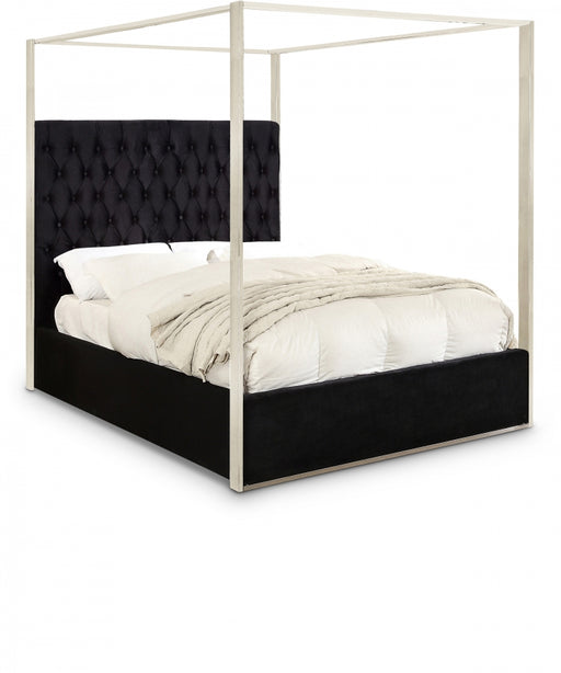 Porter Velvet King Bed Black - PorterBlack-K