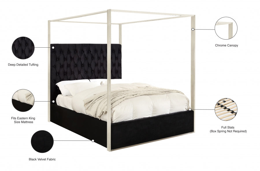 Porter Velvet King Bed Black - PorterBlack-K