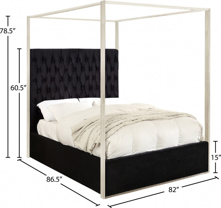 Porter Velvet King Bed Black - PorterBlack-K