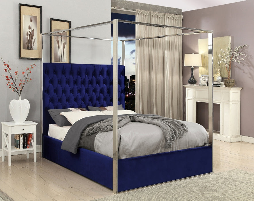 Porter Velvet King Bed Blue - PorterNavy-K