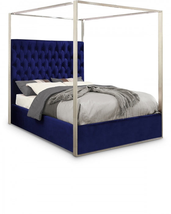 Porter Velvet King Bed Blue - PorterNavy-K