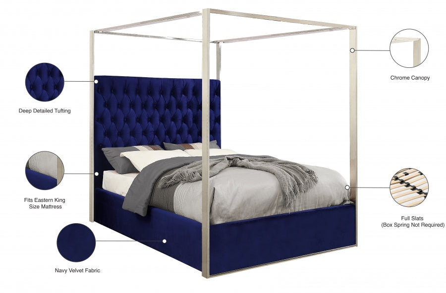 Porter Velvet King Bed Blue - PorterNavy-K