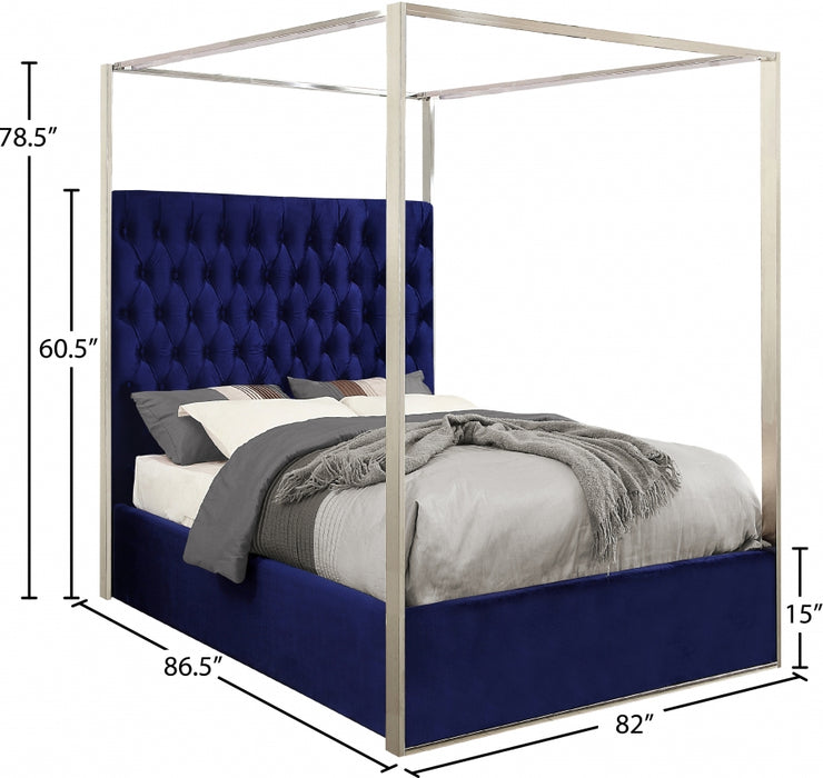 Porter Velvet King Bed Blue - PorterNavy-K