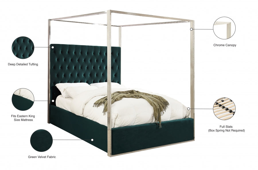 Porter Velvet King Bed Green - PorterGreen-K