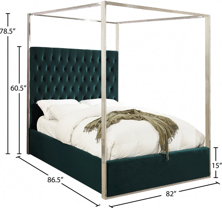 Porter Velvet King Bed Green - PorterGreen-K