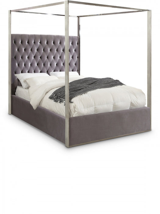 Porter Velvet King Bed Grey - PorterGrey-K