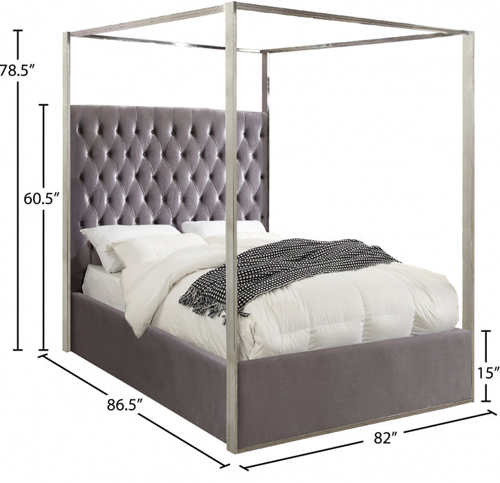 Porter Velvet King Bed Grey - PorterGrey-K