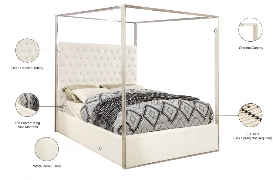 Porter Velvet King Bed White - PorterWhite-K