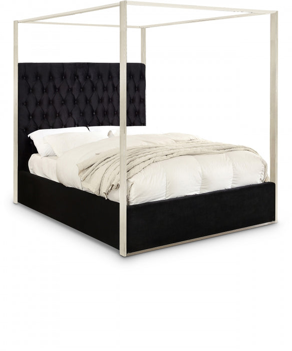 Porter Velvet Queen Bed Black - PorterBlack-Q