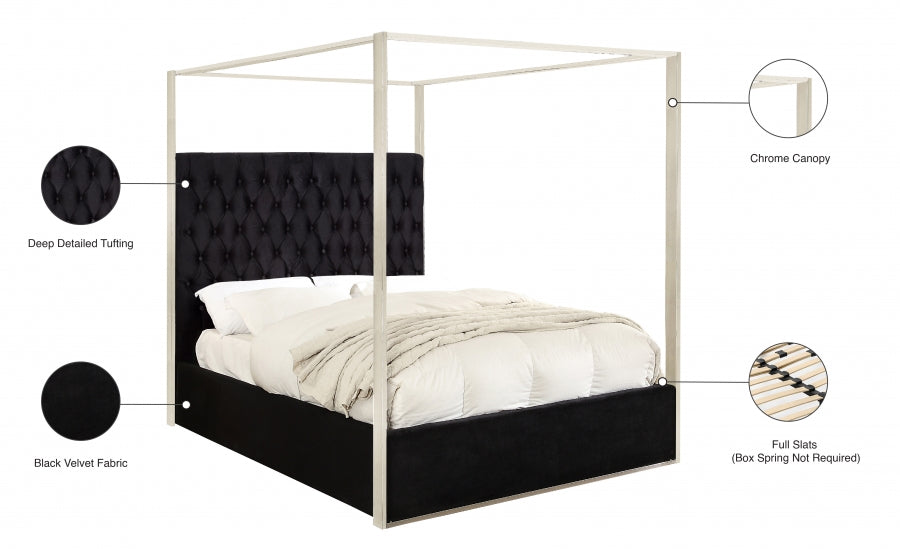 Porter Velvet Queen Bed Black - PorterBlack-Q