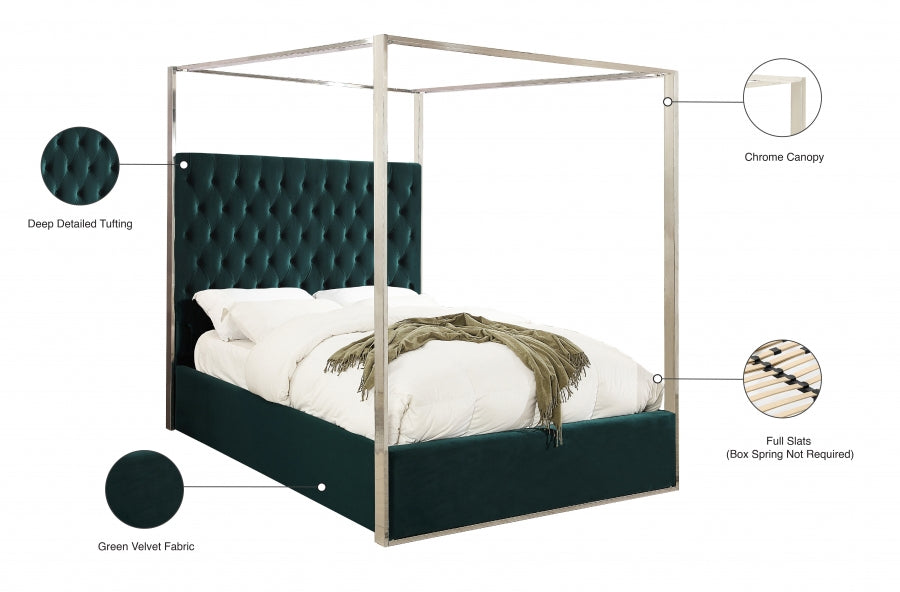 Porter Velvet Queen Bed Green - PorterGreen-Q