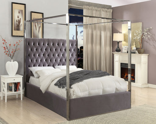 Porter Velvet Queen Bed Grey - PorterGrey-Q