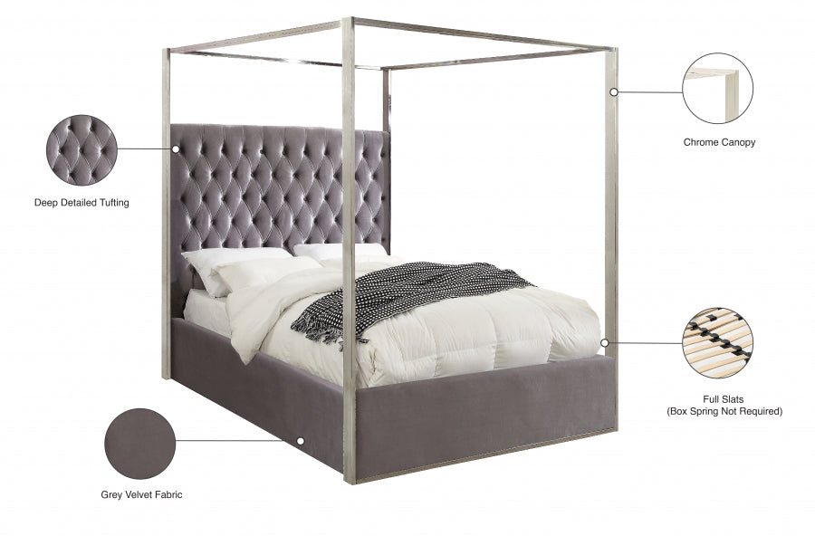 Porter Velvet Queen Bed Grey - PorterGrey-Q