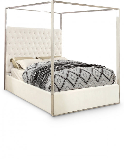 Porter Velvet Queen Bed White - PorterWhite-Q