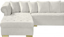 Presley 3pc. Velvet Sectional Cream - 698Cream-Sectional